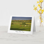 Grazende paarden / pony's - Fijne vaderdag Kaart (Gele Bloem)