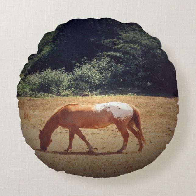 Grazende Palomino.... Rond Kussen (Voorkant)