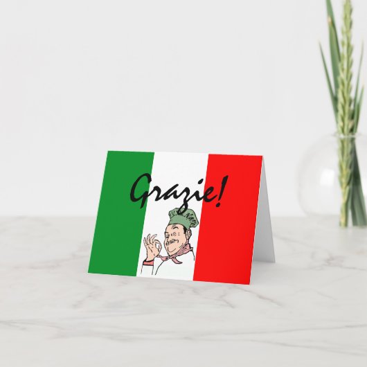 Grazie Bedankt Italiaanse Chef op Italiaanse vlag (Voorkant)