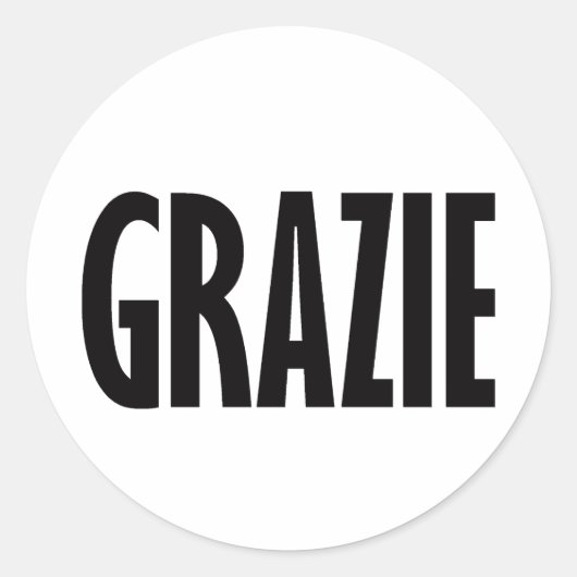 Grazie Black Ronde Sticker (Voorkant)