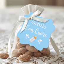 Grazie Con Cuore Italiaans Bedankt Blauw