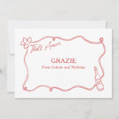 Grazie Dat is een meer Italiaanse Hand getrokken b Bedankkaart (Voorkant)