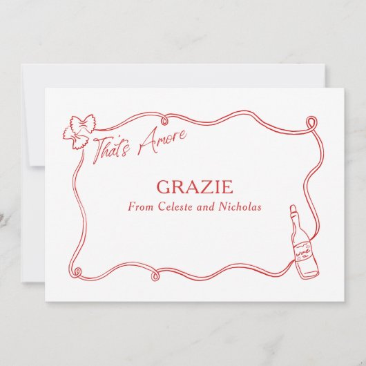 Grazie Dat is een meer Italiaanse Hand getrokken b Bedankkaart (Voorkant)