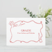 Grazie Dat is een meer Italiaanse Hand getrokken b Bedankkaart (Staand voorkant)