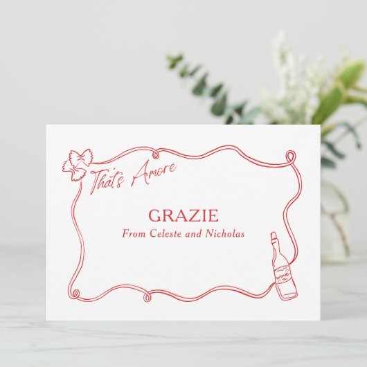 Grazie Dat is een meer Italiaanse Hand getrokken b Bedankkaart (Staand voorkant)