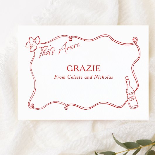 Grazie Dat is een meer Italiaanse Hand getrokken b Bedankkaart