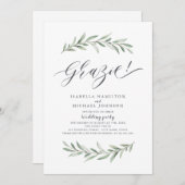 Grazie! Eenvoudig Rustic Greenery Wedding Kaart (Voorkant / Achterkant)