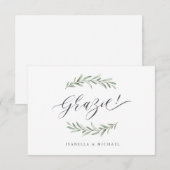 Grazie! Eenvoudige kalligrafie rustiek groen Bedankkaart (Voorkant / Achterkant)