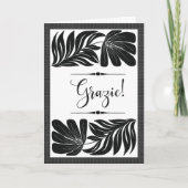 Grazie Floreale Elegante Tropicale Bianco e Nero Kaart (Voorkant)