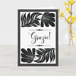 Grazie Floreale Elegante Tropicale Bianco e Nero Kaart
