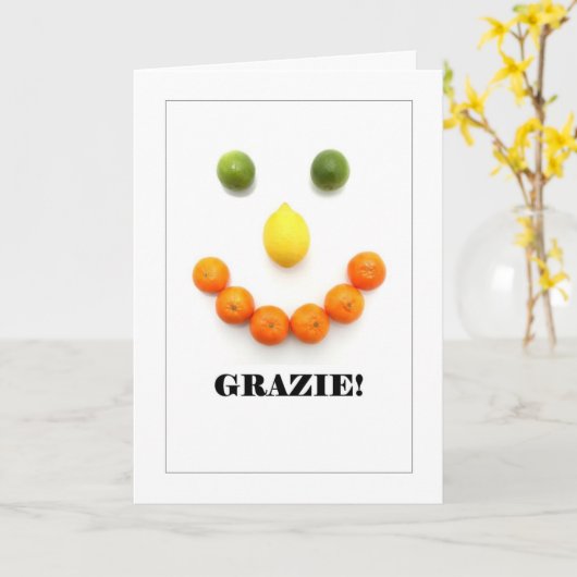 Grazie - Italiaanse dank je limone card Kaart (Gele Bloem)