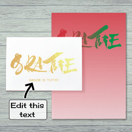Grazie italian script bedankt goud folie kaarten
