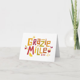 'Grazie mille' duizend dankjes wenskaart Bedankkaart