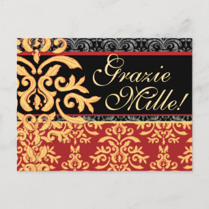 Grazie Mille Gilded Damask Italy Bedankt kaarten