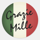 Grazie Mille Italiaans Ronde Label Stickers (Voorkant)