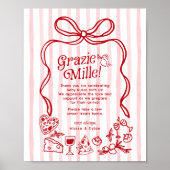Grazie Mille Whimsical Italian Lemons Baby Shower Poster (Voorkant)