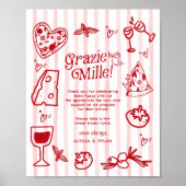 Grazie Mille Whimsical Italian Lemons Baby Shower Poster (Voorkant)