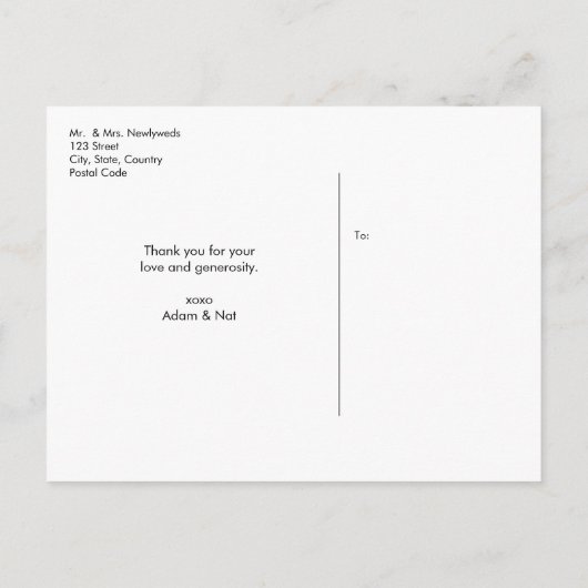 Grazie, Modern, Script ・ Foto, Namen en datum Aankondigingskaart (Achterkant)