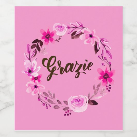 Grazie Rehearsal Reception Wedding Shower Giveaway Wijn Etiket (Enkel label)