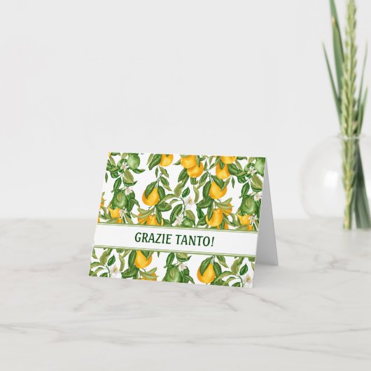 Grazie Tanto  Lemons Pattern Bedankkaart (Voorkant)