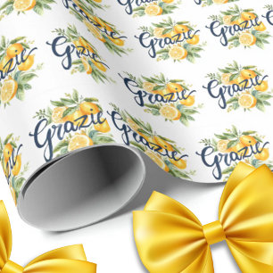 Grazie Watercolor Citroenen Herhaling Cadeaupapier