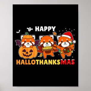 Grazige dieren voor de feestdagen Rode panda kerst Poster