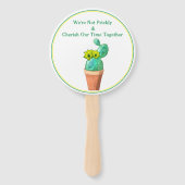 Grazige Gezinshereniging Gele Bloeiende Cactus Handwaaier (Achterkant)