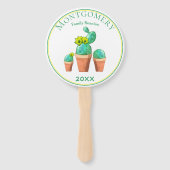 Grazige Gezinshereniging Gele Bloeiende Cactus Handwaaier (Voorkant)