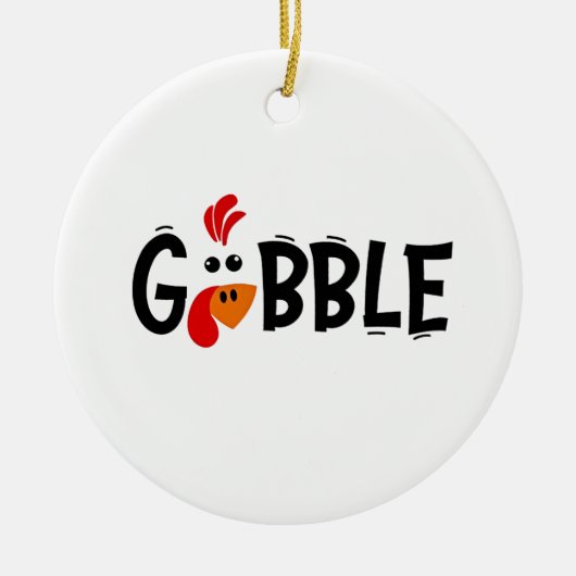 Grazige grappige Thanksgiving kalkoenfeest Keramisch Ornament (Voorkant)