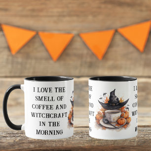 Grazige heks thema oranje zwarte pompoen Halloween Mok