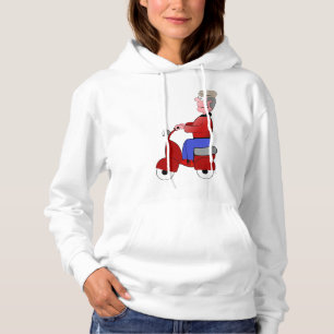 Grazige Oude Man Die Rood Scooter Rijdt Hoodie