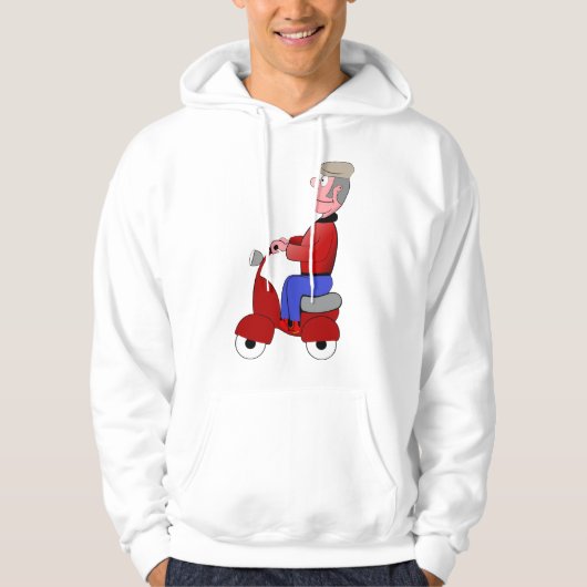 Grazige Oude Man op Rode Scooter Hoodie (Voorkant)