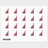 Grazige Oude Man op Rode Scooter Ronde Sticker (Vel)