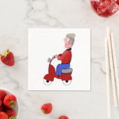 Grazige Oude Man op Rode Scooter Servet (Insitu)