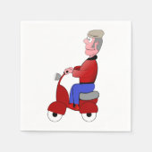 Grazige Oude Man op Rode Scooter Servet (Voorkant)