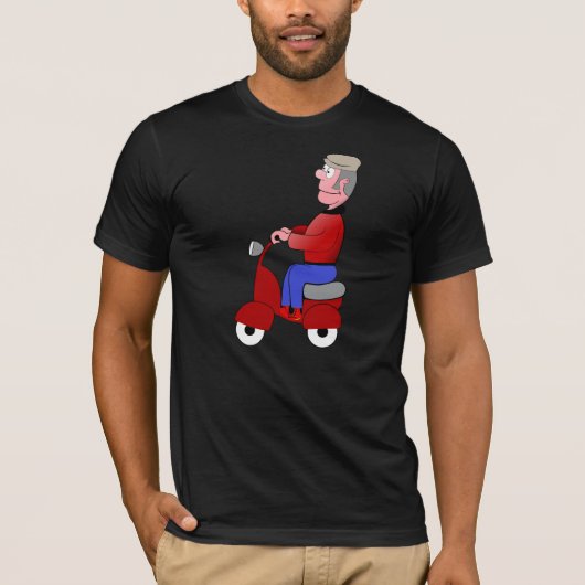 Grazige Oude Man op Rode Scooter T-shirt (Voorkant)