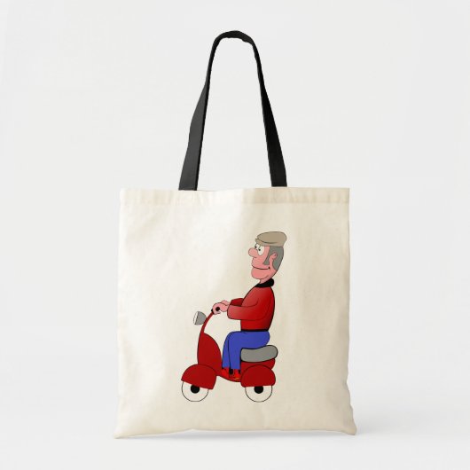 Grazige Oude Man op Rode Scooter Tote Bag (Voorkant)
