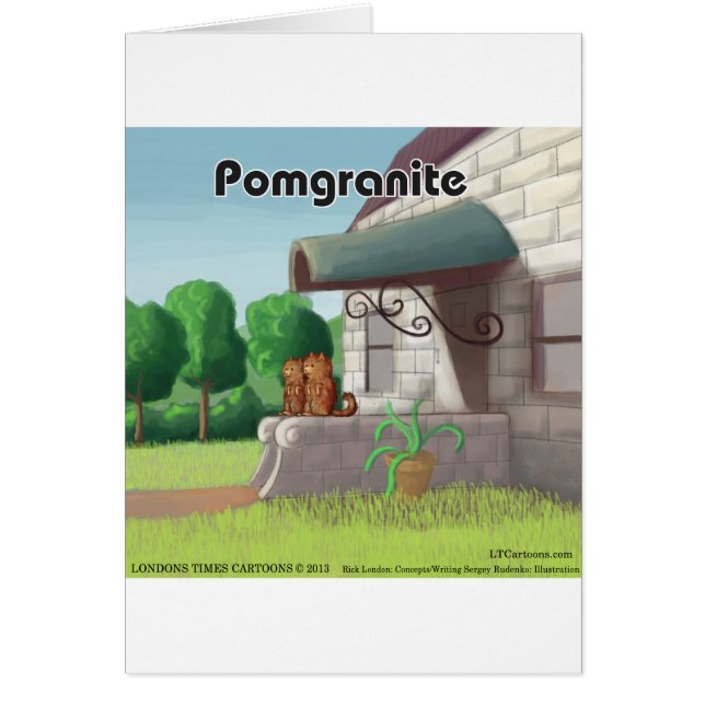 Grazige Pomeraanian op Graniet (Pomegraniet)  (Voorkant)