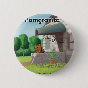 Grazige Pomeraanian op Graniet (Pomegraniet)  Ronde Button 5,7 Cm