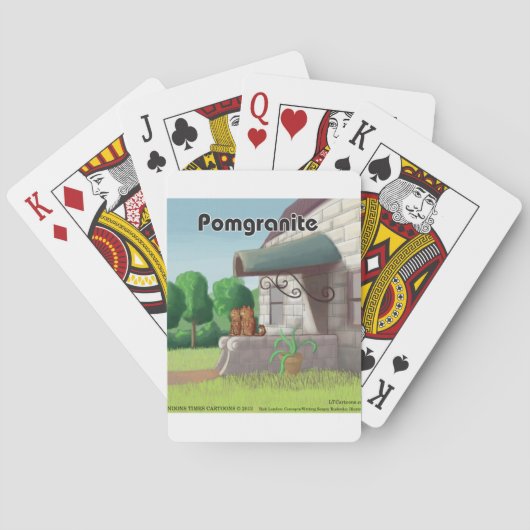 Grazige Pomeraanian op Graniet (Pomegraniet) Speelkaarten (Achterkant)