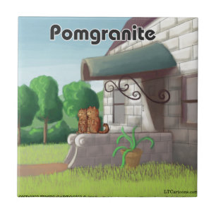 Grazige Pomeraanian op Graniet (Pomegraniet) Tegeltje