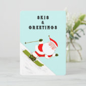 Grazige Skiende Kerstman Feestdagenkaart (Staand voorkant)