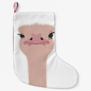 Grazige struisvogel gezicht kleine kerstsok