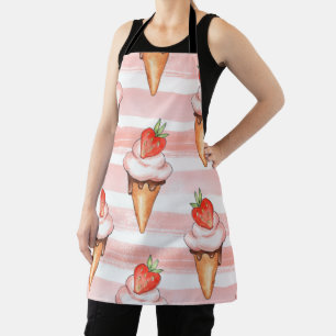 Grazige Waterverf IJslollie Apron met Aardbei Schort