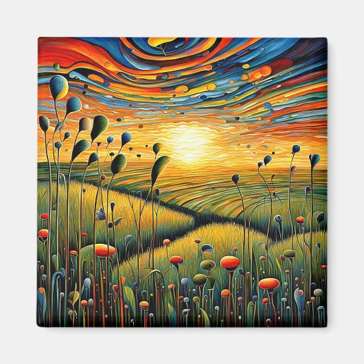 Grazige weiden bij zonsondergang 4 magneet (Voorkant)