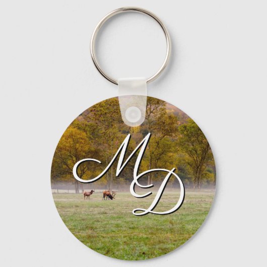 Grazing Elk Couple Sleutelhanger (Voorkant)