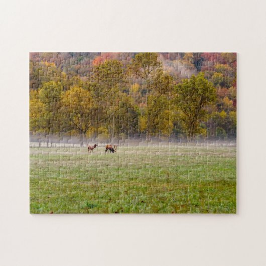 Grazing Elk Paar Jigsaw Puzzle Legpuzzel (Horizontaal)