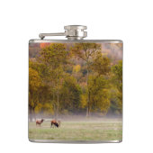 Grazing Elk paar kolf Heupfles (Voorkant)