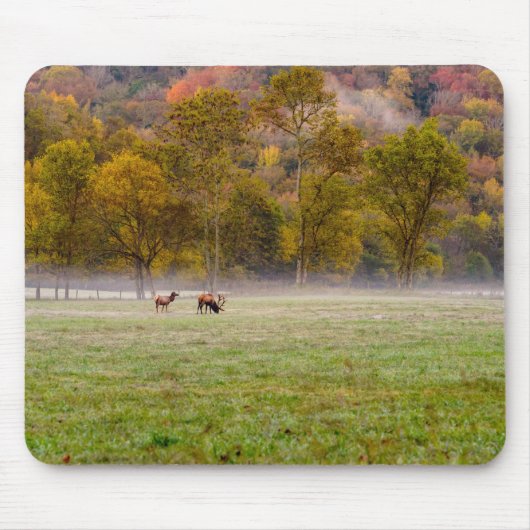 Grazing Elk Paar Mousepad Muismat (Voorkant)
