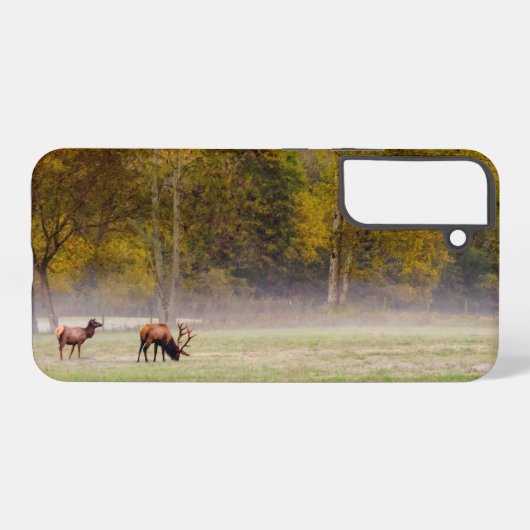 Grazing Elk Paar Samsung Telefoon Case Samsung Galaxy Hoesje (Achterkant horizontaal)
